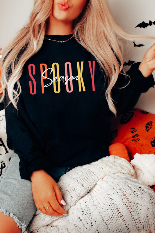 Black SPOOKY MAMA Letter Graphic Sweatshirt