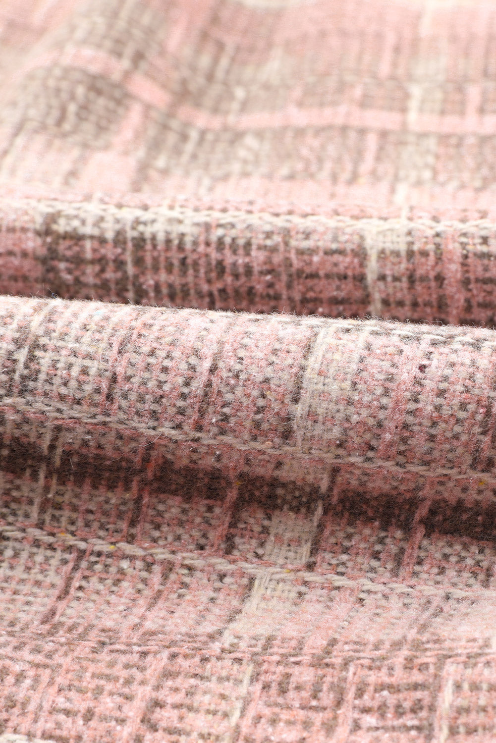 Pink Plus Size Macrame Plaid Coat