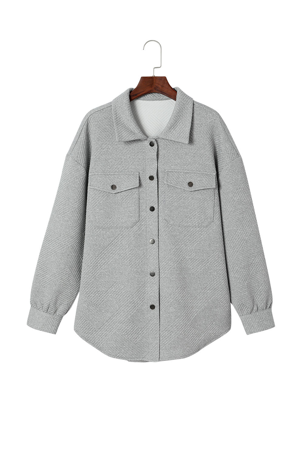 Beige Plus Size Textured Flap Pockets Jacket