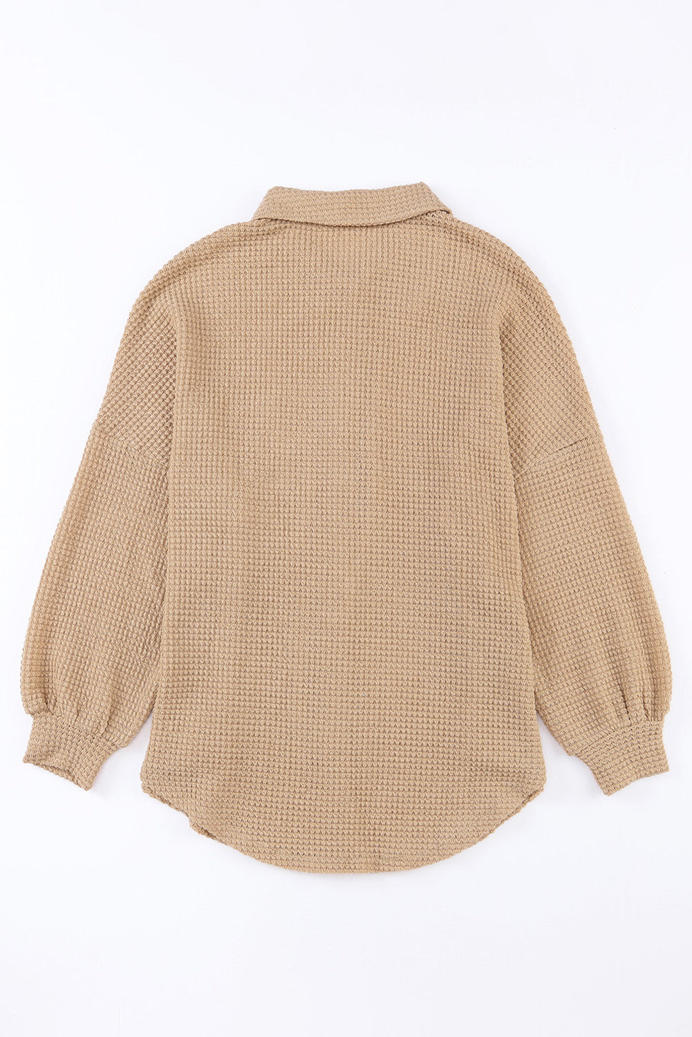 Brown Waffle Knit Button Up Casual Shirt