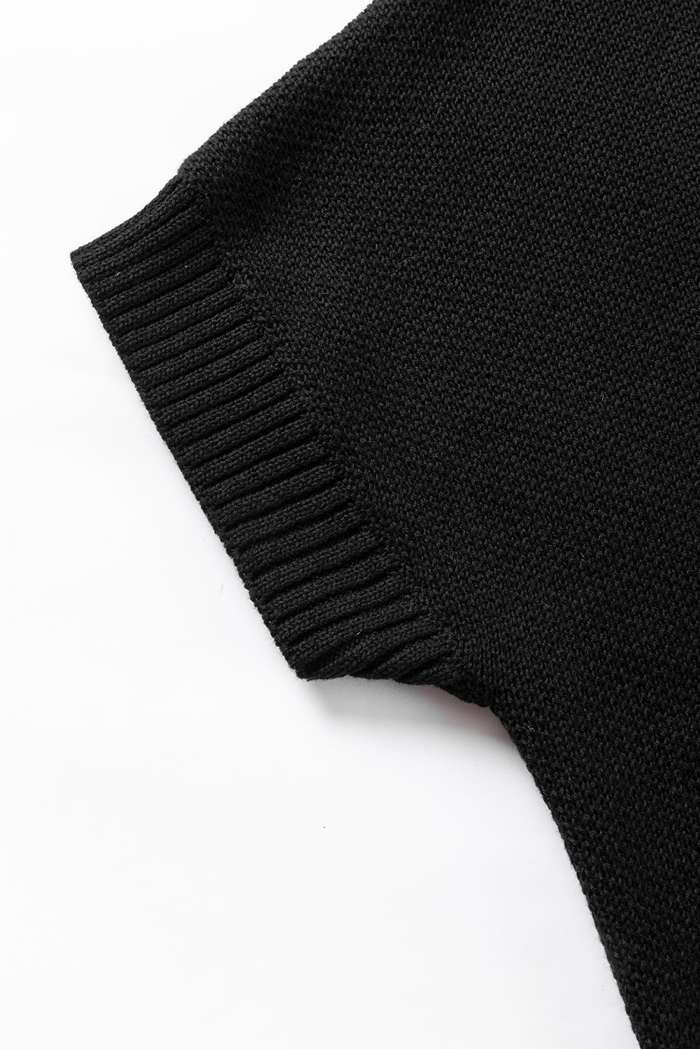 Black Quarter Zip Short Batwing Sleeve Sweater