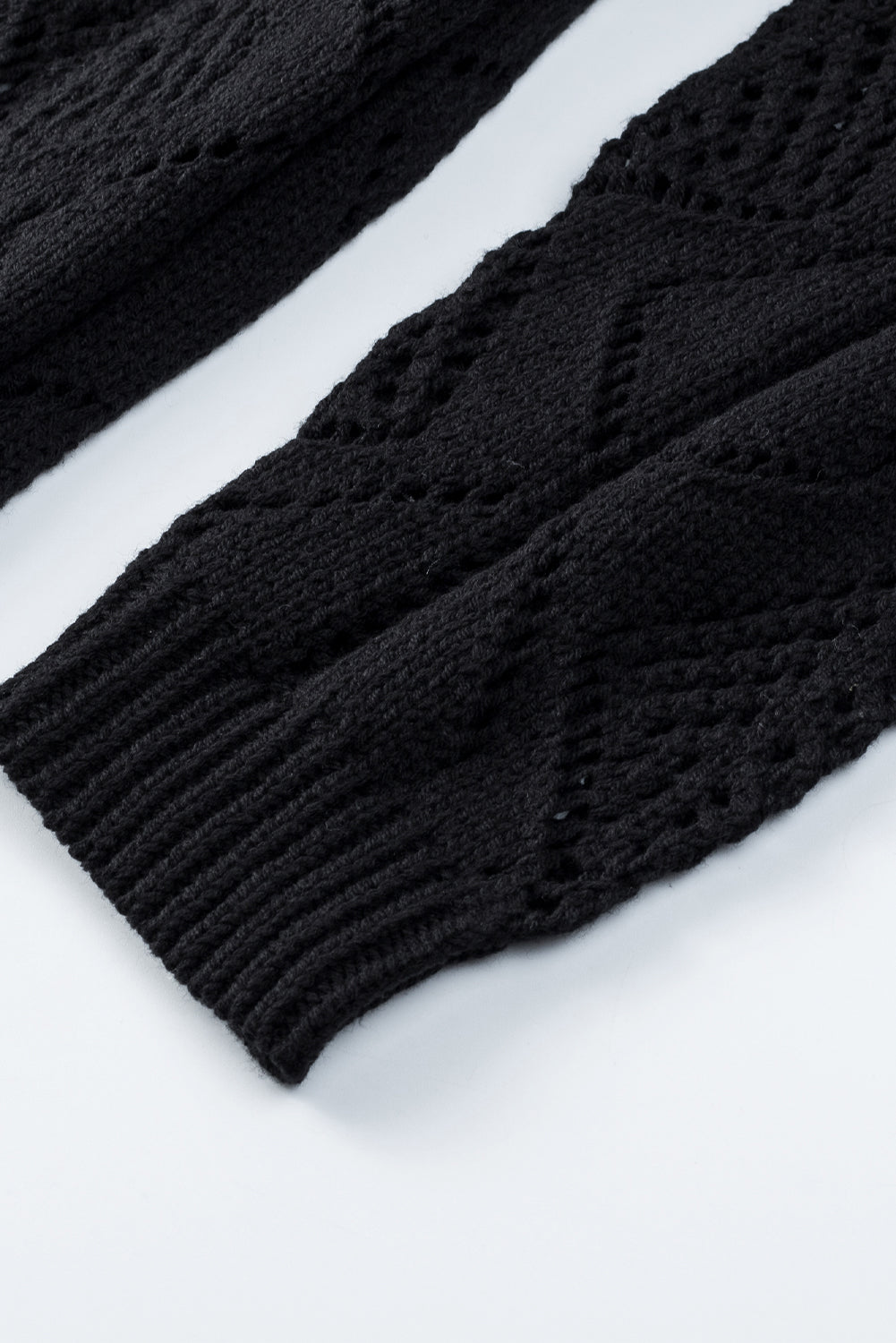 Black Hollow-out Openwork Knit Cardigan